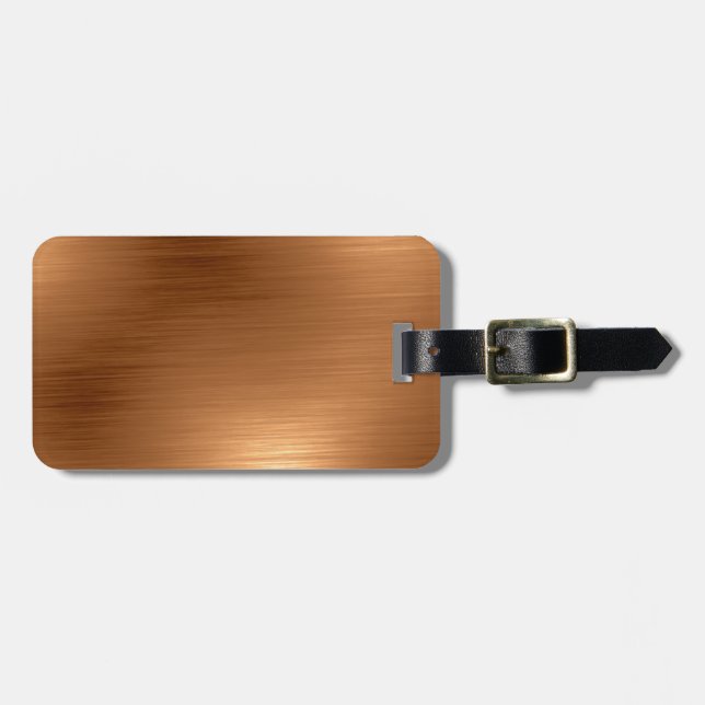 Brushed Copper Look Luggage Tag (Front Horizontal)