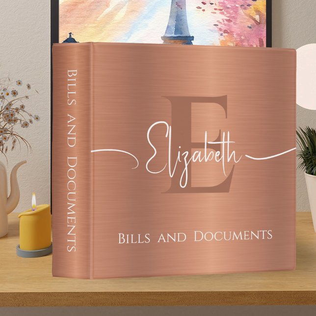 Brushed Copper Metal Monogram Girly Script Binder (Creator Uploaded)