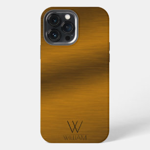 Brushed Copper Minimalist Personalized Monogram iPhone 13 Pro Max Case