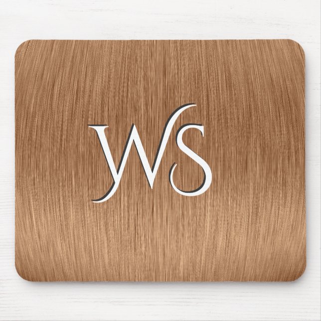 Brushed Copper Monogrammed Mouse Pad (Front)