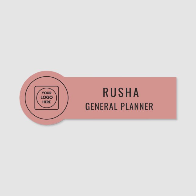 Brushed Copper Round Logo Badge nametags (Front)