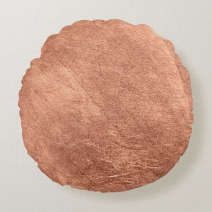 Brushed copper surface, metallic texture. round pillow
