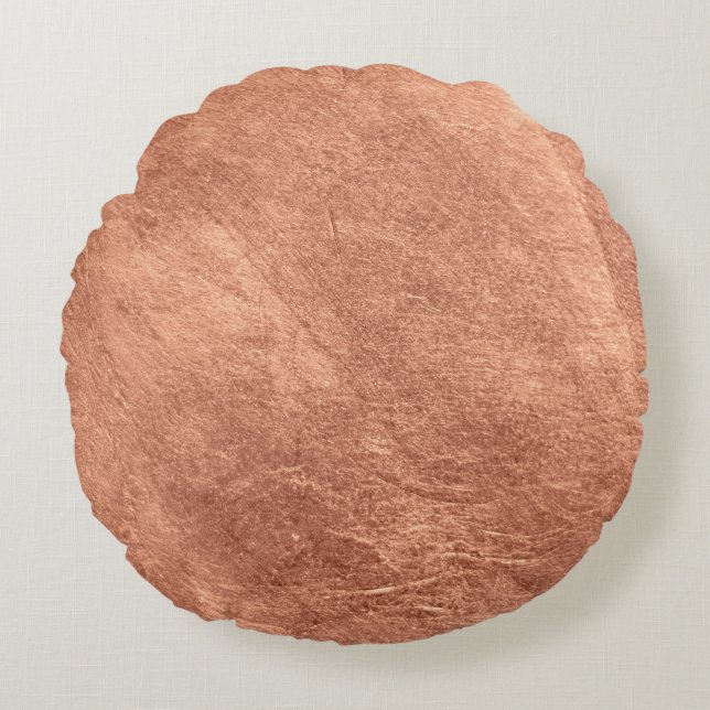 Brushed copper surface, metallic texture. round pillow (Front)