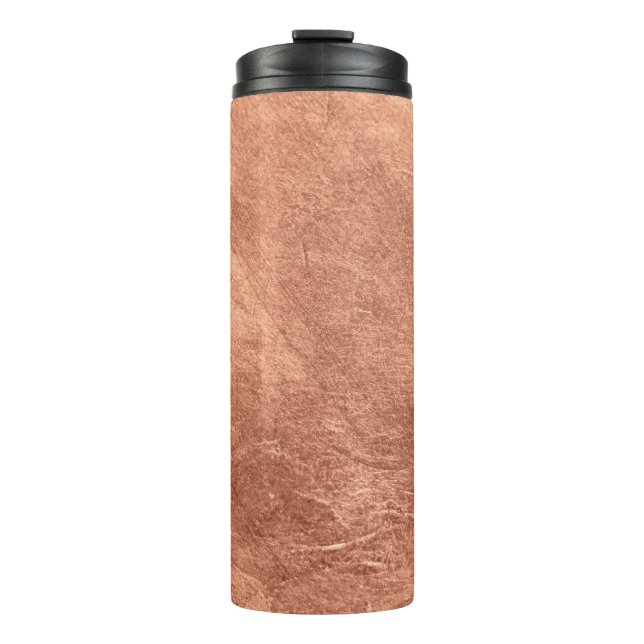 Brushed copper surface, metallic texture. thermal tumbler (Front)