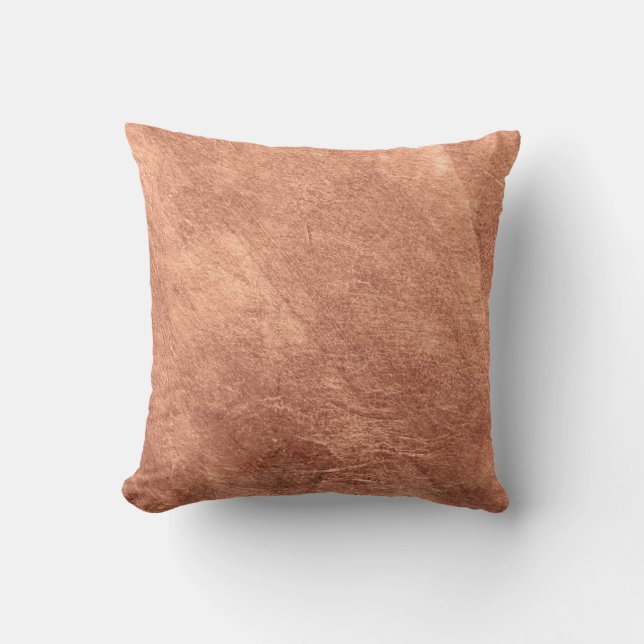 Brushed copper surface, metallic texture. throw pillow (Front)