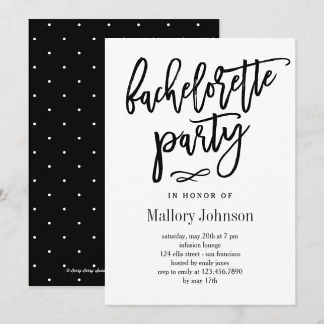 Brushed Glimmer Bachelorette Party Invitation (Front/Back)