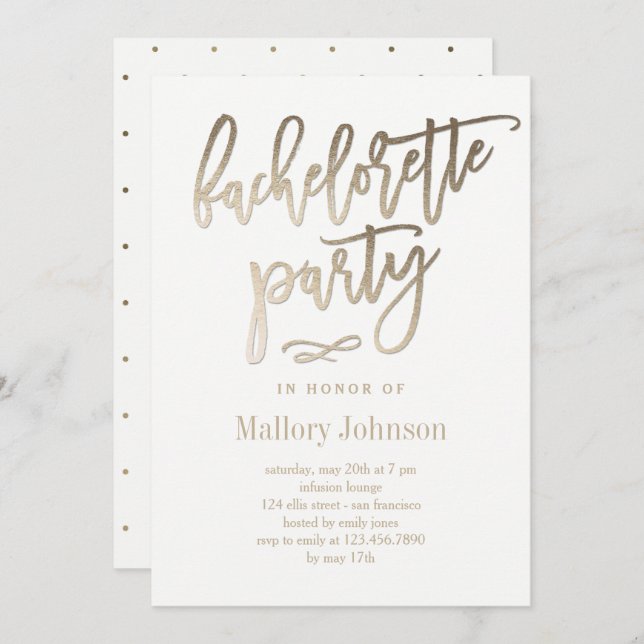 Brushed Glimmer Bachelorette Party Invitation (Front/Back)