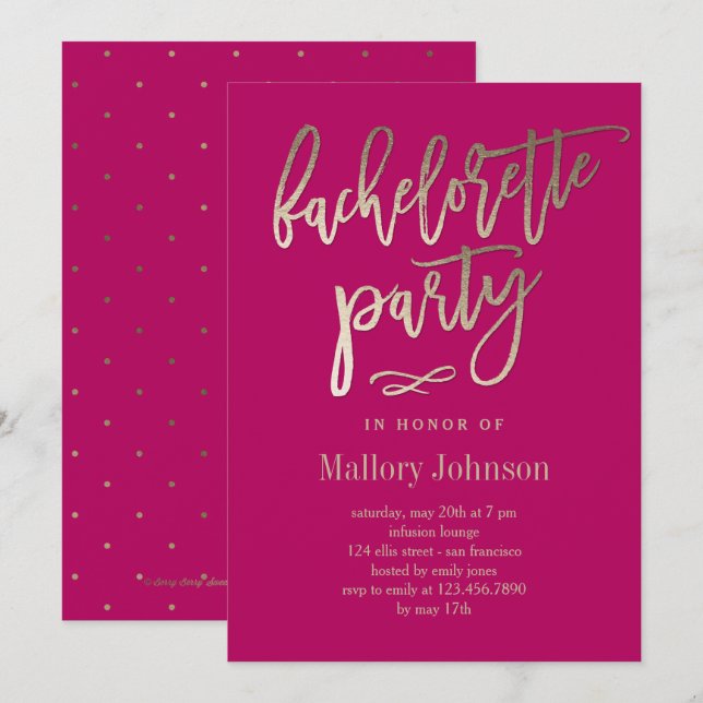 Brushed Glimmer Bachelorette Party Invitation (Front/Back)