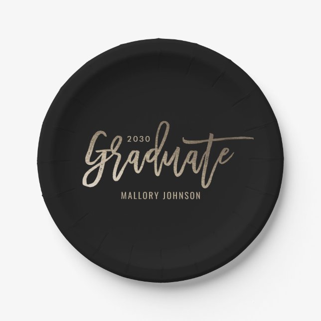 Brushed Glimmer EDITABLE COLOR Grad Party Plates (Front)