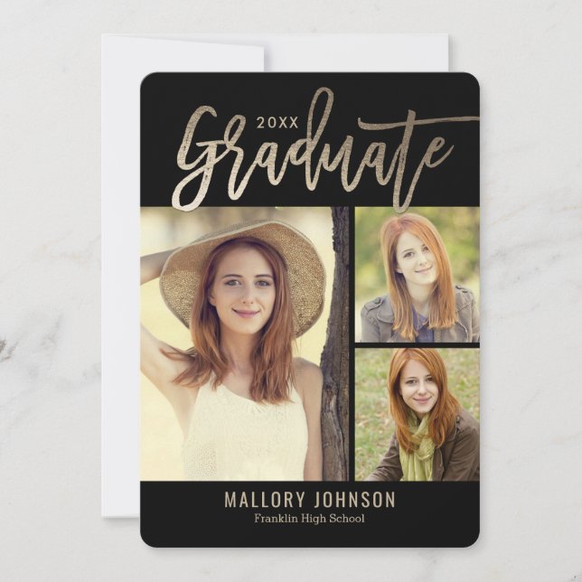 Brushed Glimmer EDITABLE COLOR Graduation Card (Front)