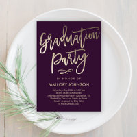 Brushed Glimmer EDITABLE COLOR Graduation Invite