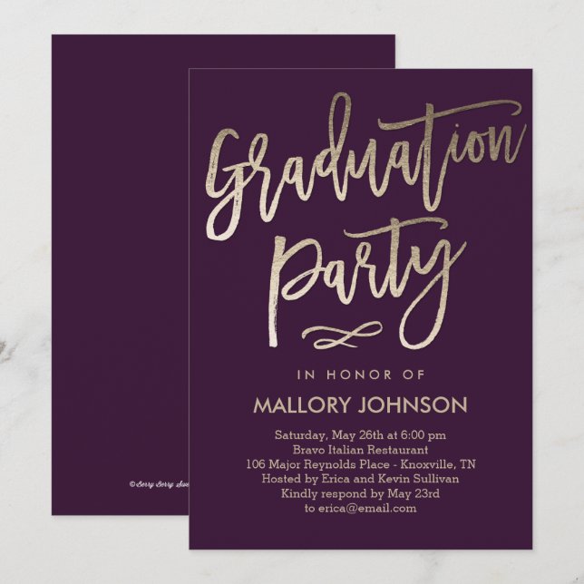 Brushed Glimmer EDITABLE COLOR Graduation Invite (Front/Back)
