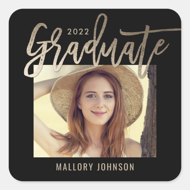 Brushed Glimmer EDITABLE COLOR Graduation Stickers (Front)