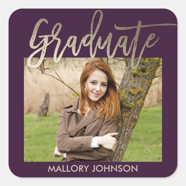 Brushed Glimmer EDITABLE COLOR Graduation Stickers (Front)