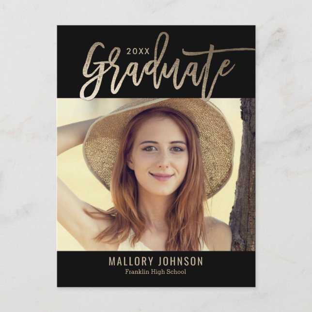 Brushed Glimmer Editable Colour Graduation Postcar Postcard (Front)