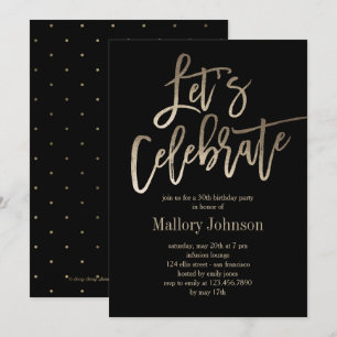 Brushed Glimmer Let's Celebrate Party Invitation