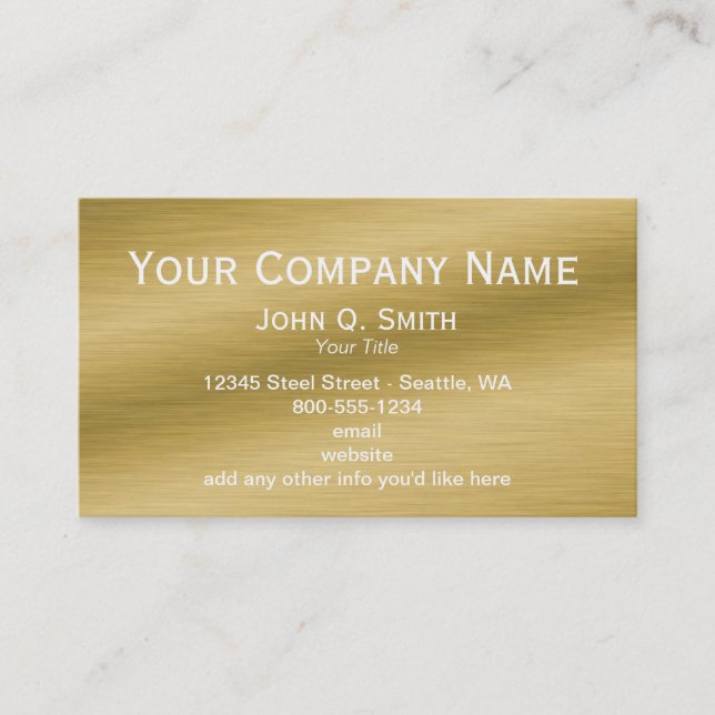 Brushed Gold Classy Business Card (Front)