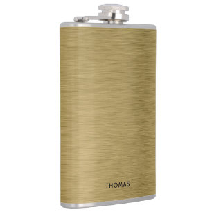Brushed Gold Metal Look Hip Flask