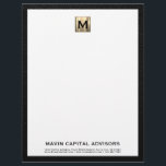 Brushed Gold Monogram Business Letterhead<br><div class="desc">Make a lasting impression with this Brushed Gold Monogram Business Letterhead. Featuring a refined black and gold monogram design, this letterhead exudes professionalism and elegance. Customize it with your company name and contact details to convey a strong brand identity. Elevate your correspondence and project an image of expertise and distinction...</div>