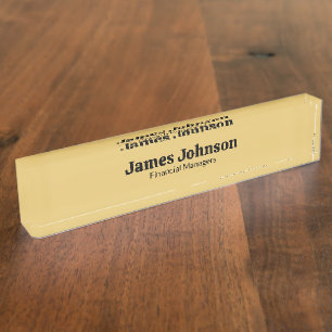 Brushed Gold Retro Bold Serif Desk Name Plate