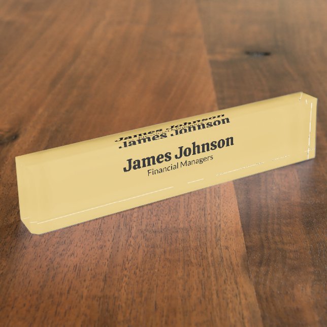 Brushed Gold Retro Bold Serif Desk Name Plate (Side)