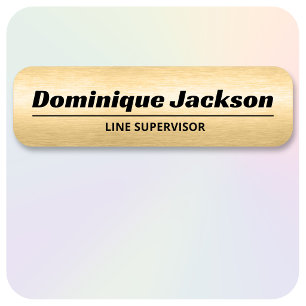 Brushed Gold Stylish Type Employee ID  Name Tag