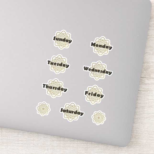 Brushed Golden Mandalas Days of the Week Bold Font (Detail)