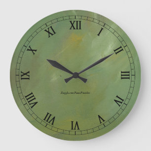 Brushed Green Faux Finish Wallclock Roman Numerals