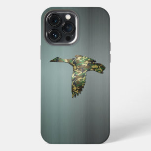Brushed Gun Metal - Camo Mallard Duck in Flight Ca iPhone 13 Pro Max Case