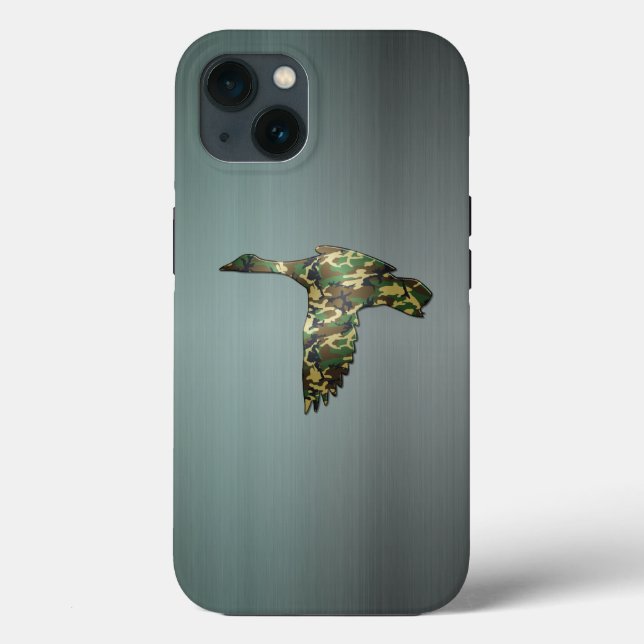 Brushed Gun Metal Camo Mallard Duck in Flight Case-Mate iPhone Case (Back)