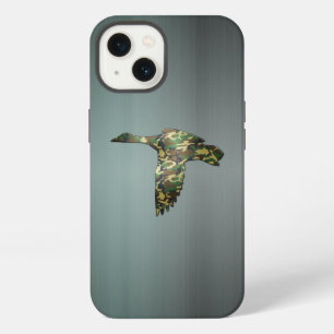 Brushed Gun Metal Camo Mallard Duck in Flight iPhone 13 Case