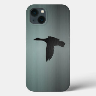 Brushed Gun Metal - Mallard Duck in Flight iPhone 13 Case