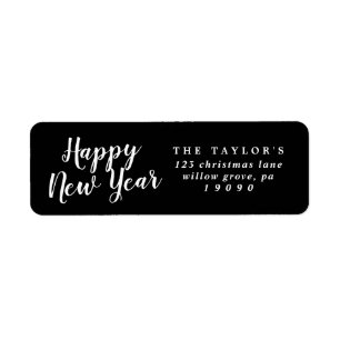 Brushed Happy New Year Return Address Label