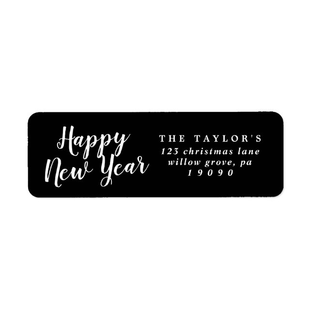 Brushed Happy New Year Return Address Label (Front)