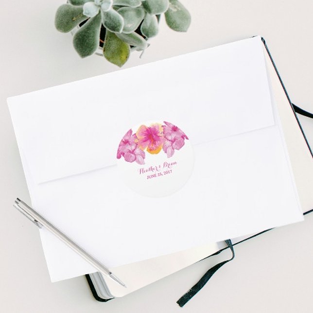 Brushed Hibiscus Floral Wedding Stickers (Brushed Hibiscus Floral Wedding Stickers)
