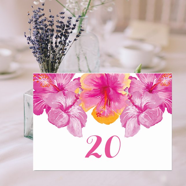 Brushed Hibiscus Floral Wedding Table Card (Brushed Hibiscus Floral Wedding Table Card)
