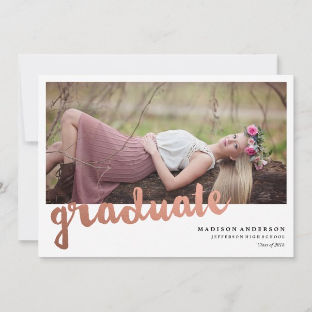 Brushed in Rose Gold | Graduation Invitation (Front)