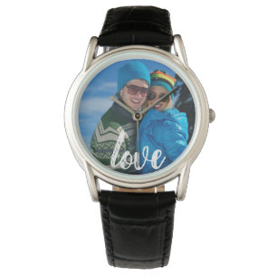 Brushed Love Typography Personalized Photo Watch