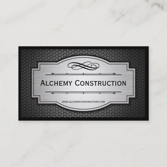 Brushed Metal and metal grate business cards (Front)