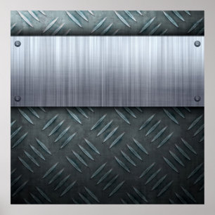 Brushed Metal Diamond Plate Template Poster