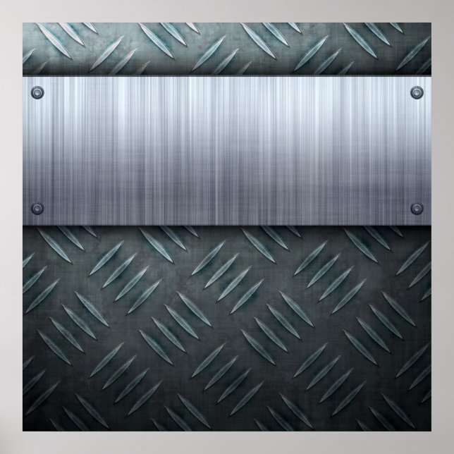 Brushed Metal Diamond Plate Template Poster (Front)