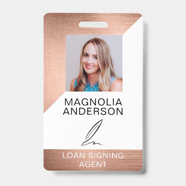 Brushed Metal Employee Photo Barcode Name Badge (Front)