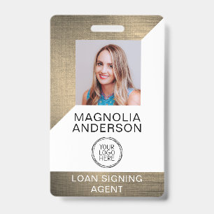 Brushed Metal Employee Photo Logo Barcode Badge
