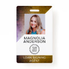 Brushed Metal Employee Photo Logo Barcode  Badge