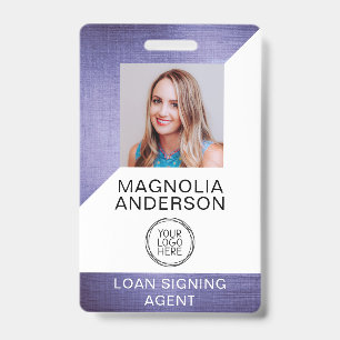 Brushed Metal Employee Photo Logo Barcode Name Bad Badge