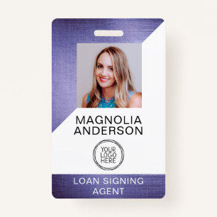 Brushed Metal Employee Photo Logo Barcode Name Bad Badge