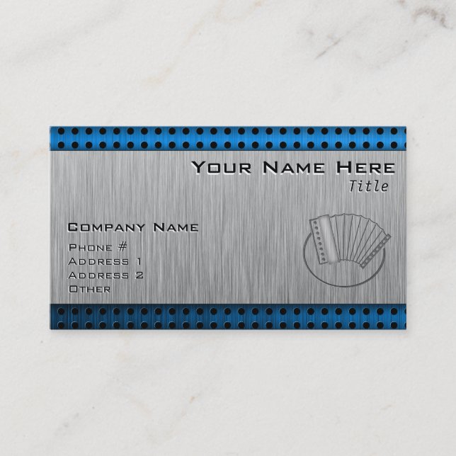 Brushed metal-look Accordion Business Card (Front)