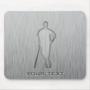 Brushed metal-look Baseball Mouse Pad