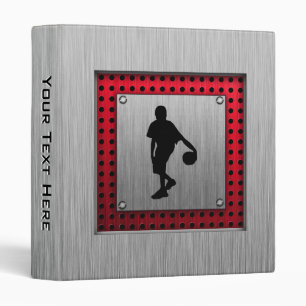 Brushed metal look, Basketball; red Binder