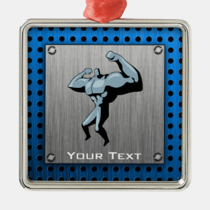 Brushed metal look Bodybuilder Metal Ornament